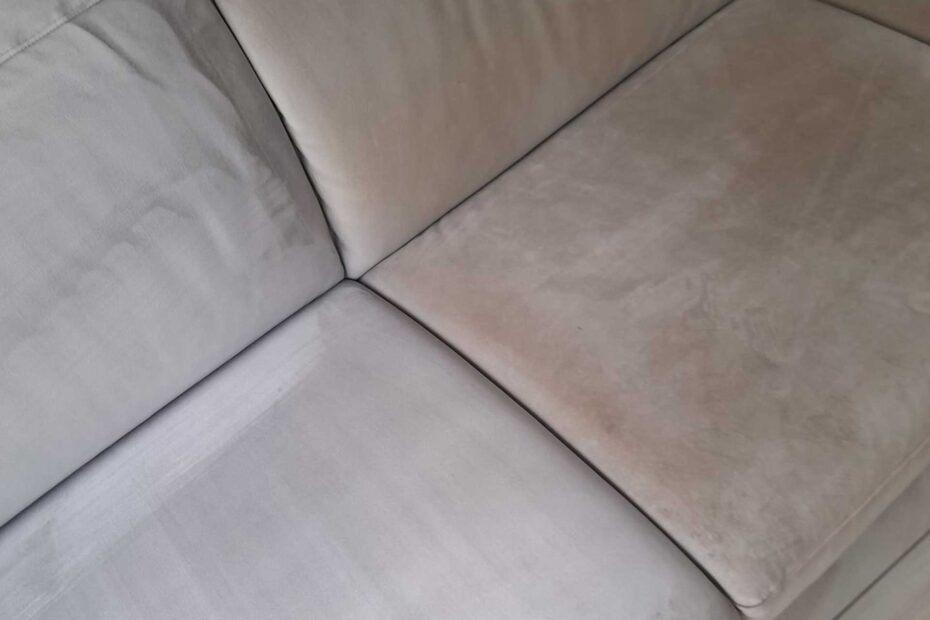 picture of part of the sofa cleaned so you can see the difference